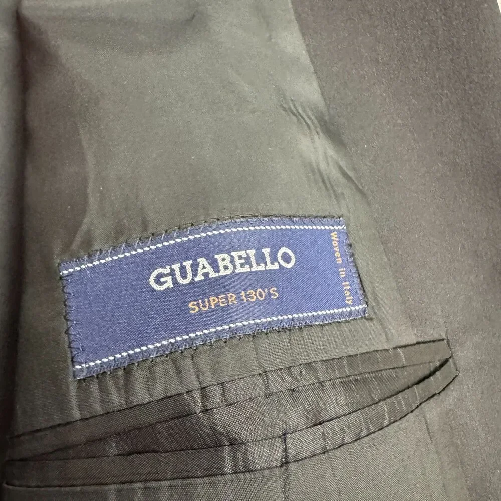 Vintage Guabello Super 130s Principle Italy Suit Blazer Jacket Mens 44R Black